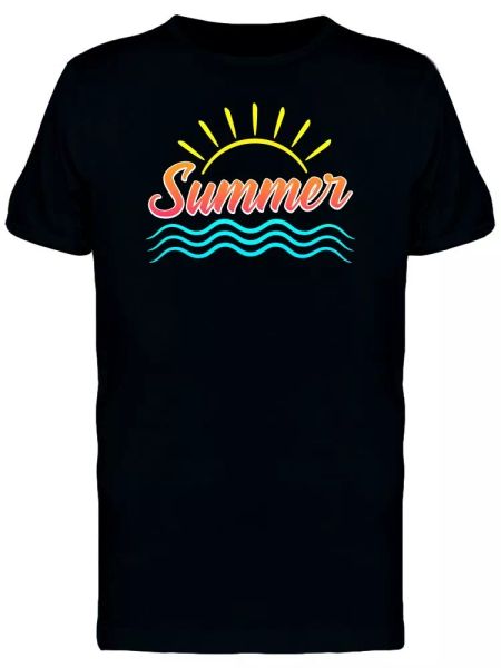 

summer with wave & sun men's tee -image by shutterstock, White;black