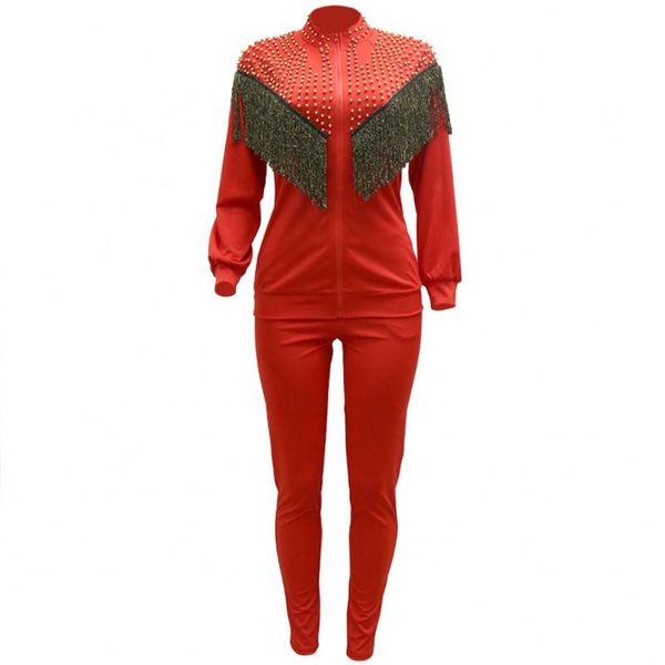 

ethnic clothing two piece set africa clothes african dashiki fashion tassel suit trousers super elastic party for women outfits, Red