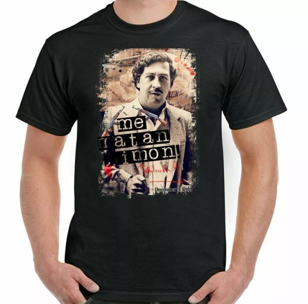 

pablo escobar t-shirt me matan lemon men funny tv show cocaine narcs, White;black
