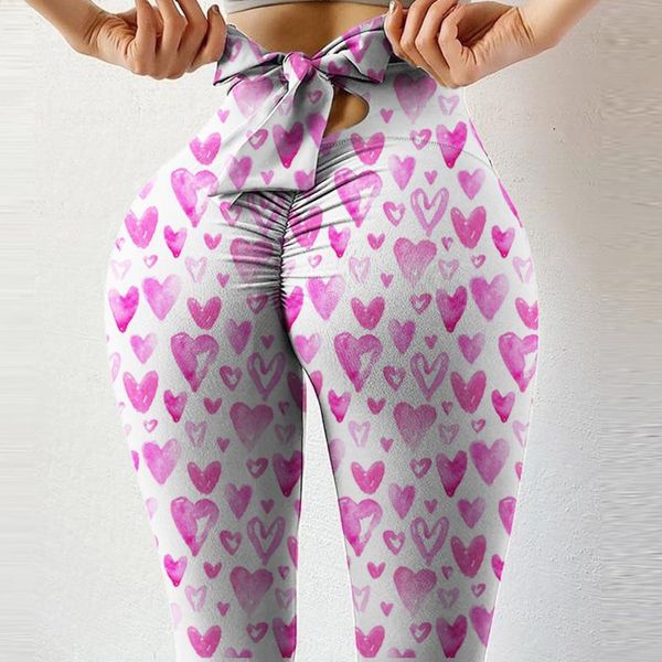 

yoga outfit push up print high waist leggings women sport plus size bow tie fitness gym pants workout seamless tihgts trousers female