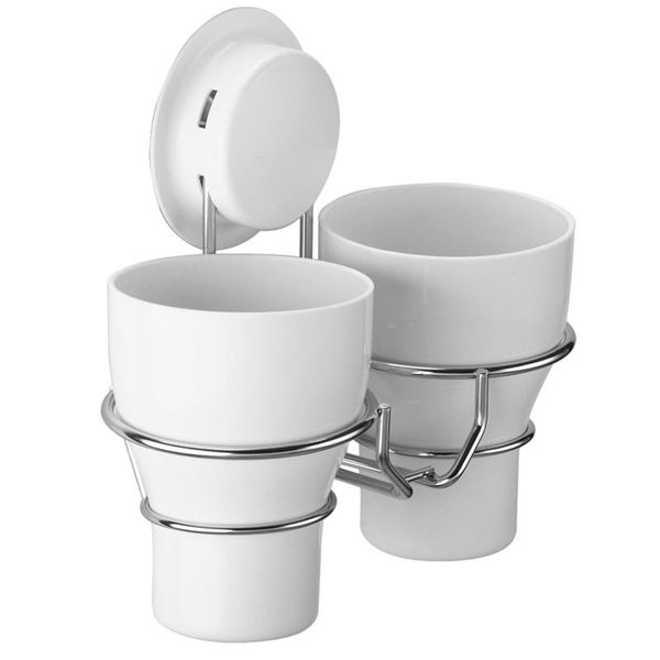 

bathroom storage & organization super strong suction cup double holder plastic cups stainless steel ring