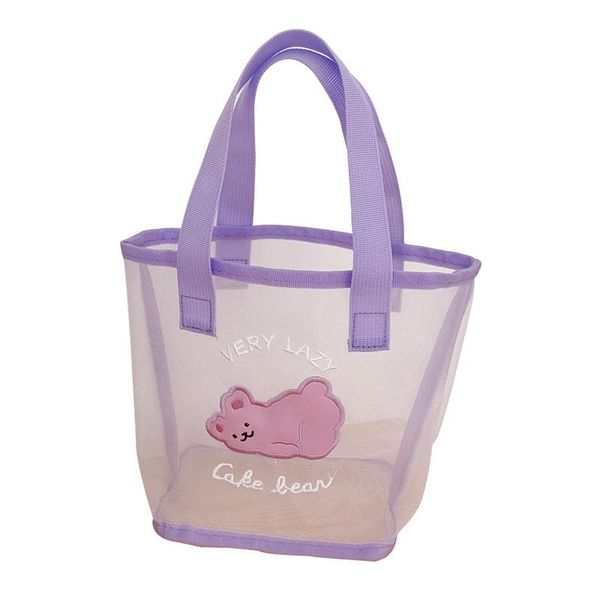 

storage bags simple cute transparent beach camping lunch packing organizer portable outdoor picnic mesh rucksack waterproof tote bag