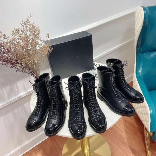

boots 2021 luxury fashion black real leather ankle women ladies lace up zip three style size 35-40