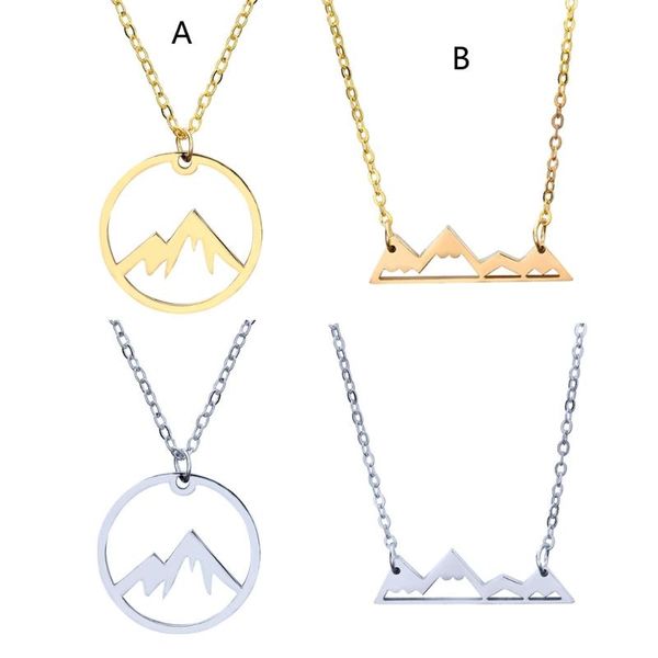 

women mountain necklace range jewelry nature hiker climbing lover gifts minimalist pendant necklaces, Silver