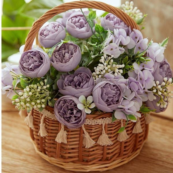 

decorative flowers & wreaths artificial silk rose peony mariage bouquet fake flower christmas home wedding decor