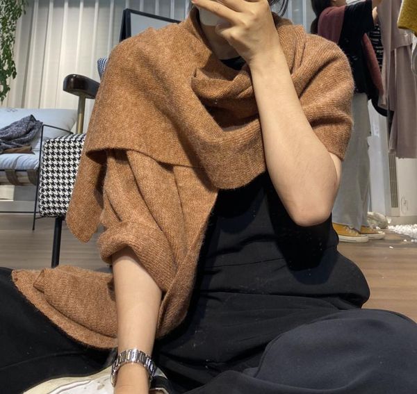 

scarves 2021 winter monochrome imitation cashmere solid color women's scarf fashion simple and generous warm thickened shawl, Blue;gray