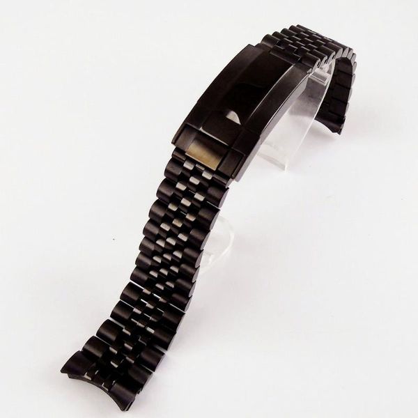 

watch bands nologo 20mm width steel jubilee strap bracelet band with clasp, Black;brown