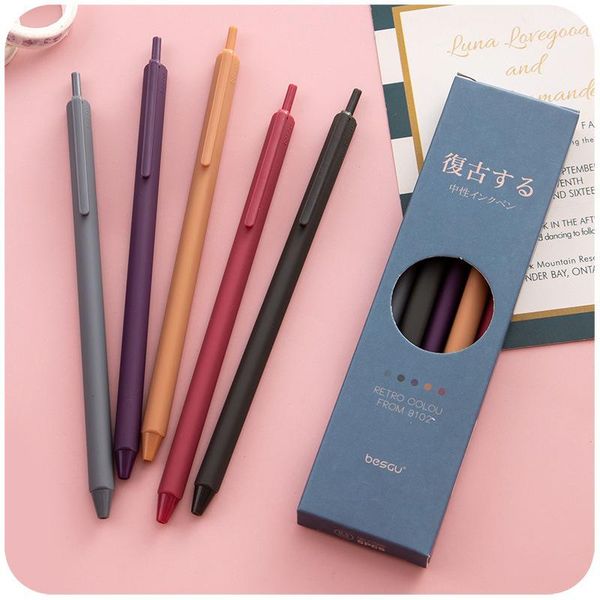 

gel pens 1pcs 0.5mm retro dark color pen refill triangular body ballpoint children writing journaling office school supplies