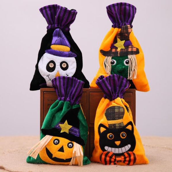 

trick or treat bags halloween party favors 26*16.5cm 4 colors non-woven pumpkin skull candy drawstring goodie bag for wrapping