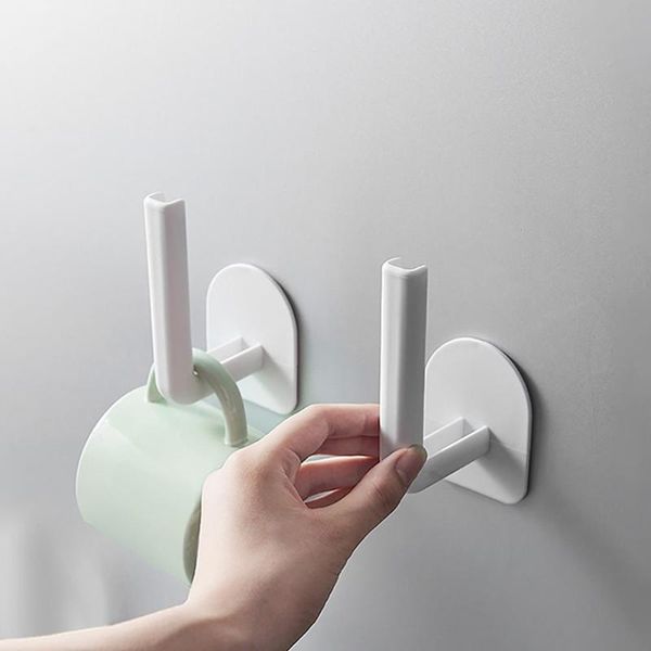 

1pc household wall hooks punch-kitchen bathroom seamless stickers cling film storage racks accessories & organization