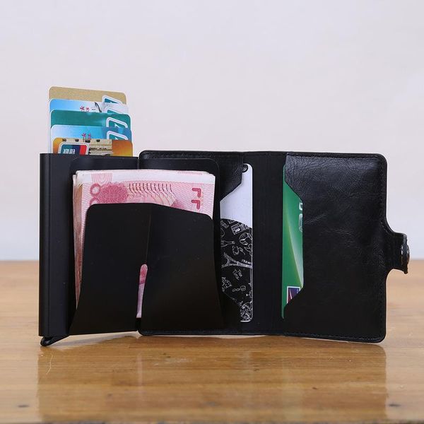 

card holders anti-demagnetization holder case multifunctional bank wallet business, Brown;gray