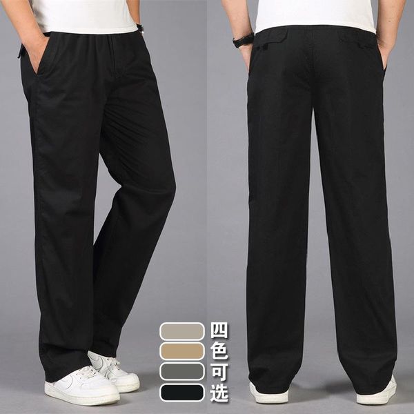 

men's jeans thin casual pants oversized overalls washed cotton 19026, Blue