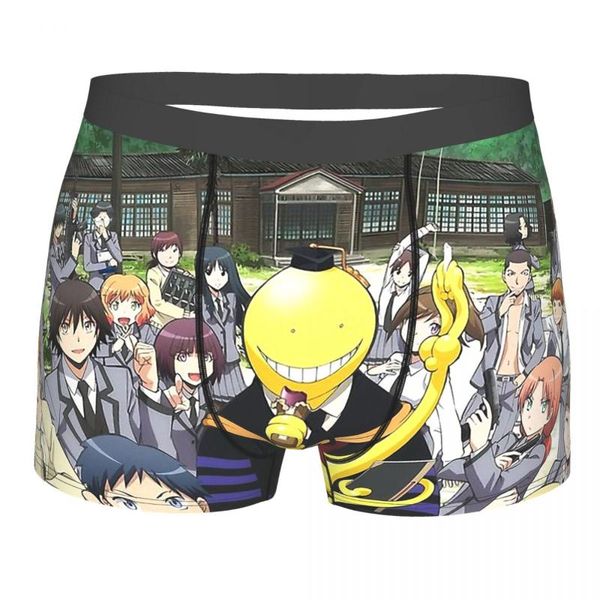 

assassination classroom anime japan underpants breathbale panties men's underwear comfortable shorts boxer briefs, Black;white