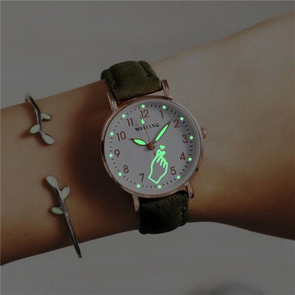 

wristwatches women watches 2021 luxury fashion femmestainless steel casual luminous leather band quartz wrist watch statement gifts, Slivery;brown