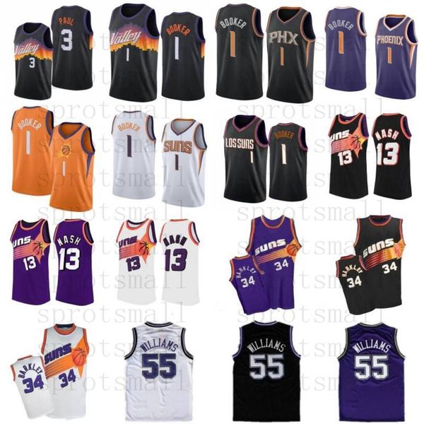 

devin 1 booker basketball jersey chris 3 paul mens steve 13 nash 34 barkley jason 55 williams shirt, Black;red