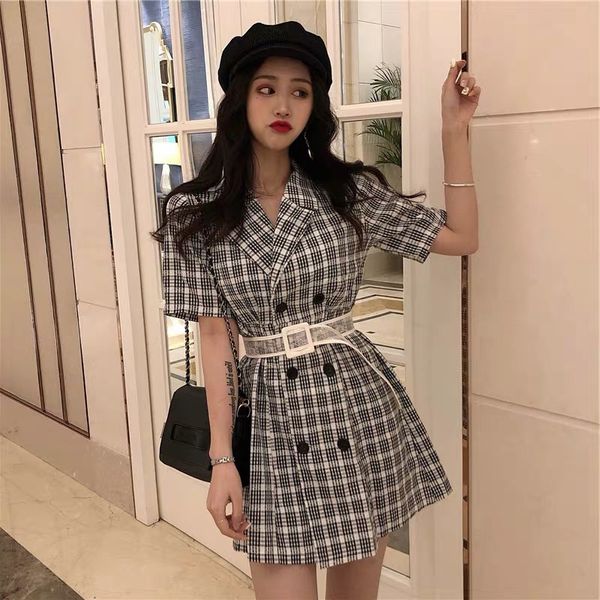 

factoryjzur minority platycodon skirt french yamamoto temperament fabulous plaid dress 2021 new summer, White;black