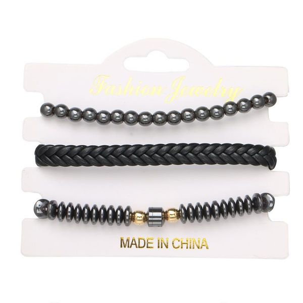 

charm bracelets 2021 jewelry multilayer leather beads bracelet vintage handmade weave hematite adjustable cuff for women pulsera, Golden;silver