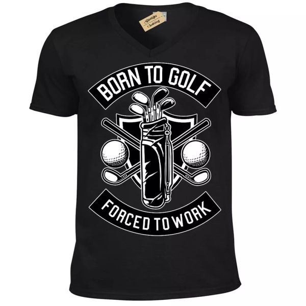 

nacida golf forced to work camiseta hombre cuello en v, White;black