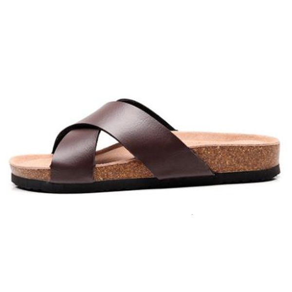 

slippers cosmagic-chinelos masculinos de couro pu, moda praia, cross, cortiÃ§a, unissex, cor sÃ³lida, antirrapante wm6c, Black