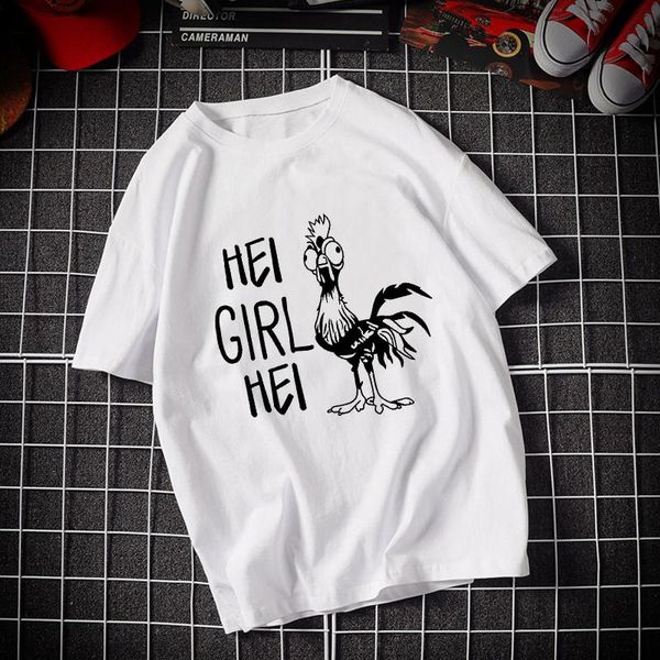 

women's t-shirt female hei girl cock letter print harajuku 90s short sleeve fun ulzzang lady casual, White