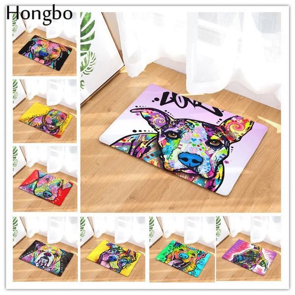 

carpets creative color oil painting dog print bathroon mats anti-slip rugs