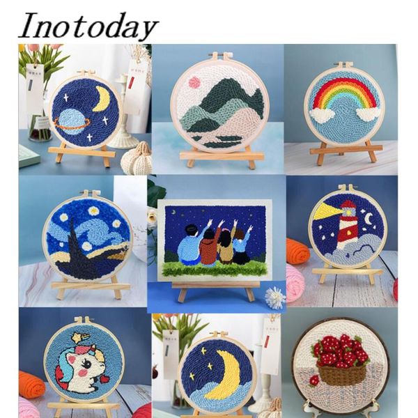 

other arts and crafts sell punch needle embroidery kit with yarn for diy beginners easy needlework wool work home decor ornament
