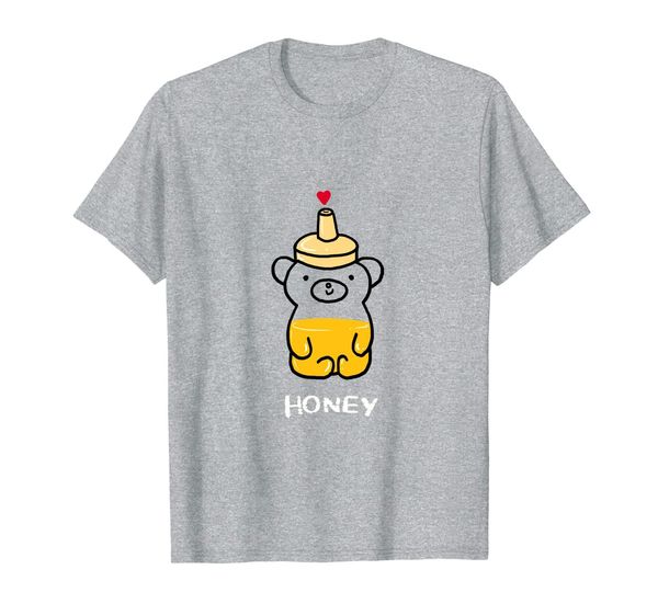 

summer short sleeve tee graphic cute honey bear t-shirt, White;black