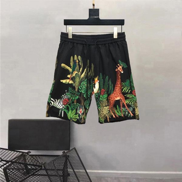 

men's shorts europe-style summer of men casual fifth warm animal fashion pants printing beach a55, White;black