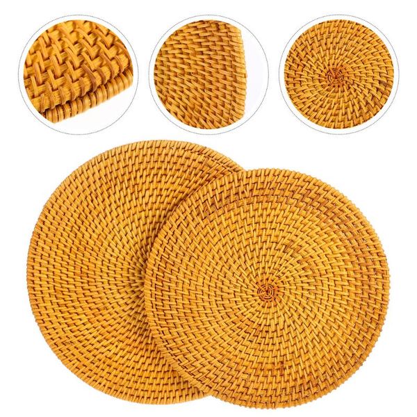 

mats & pads 2pcs rattan weave cup mat hand-made crafts coasters home decoration