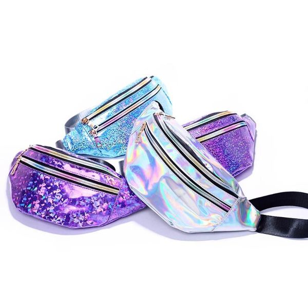 

waist bags 2021 fashion women double zipper shoulders sequins pack letter purse mobile phone bag for men