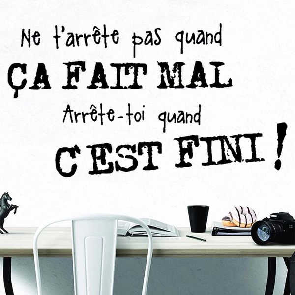 

wall stickers ne t'arrÃªte pas quand ca fait mal french quotes wallpaper art murals home decor for bedroom decals dw8711