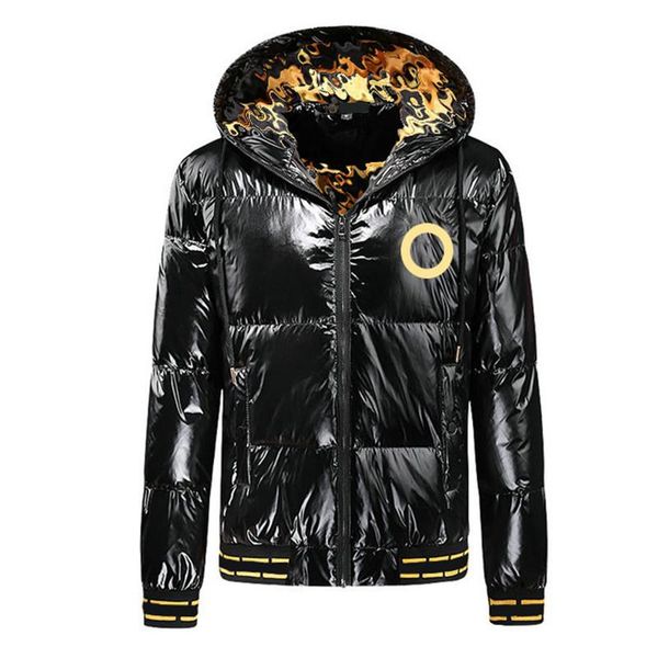 

classic pattern printed men down coat winter warm feather overcoat outdoor thick parkas coats, Black