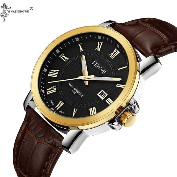 

wristwatches relogio masculino reloj hombre men's brand watch quartz student business leather waterproof simple luxury gift metal, Slivery;brown
