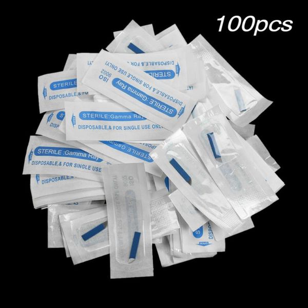 

tattoo needles 100pcs blades single arc 18 needle permanente make-up microblading pen (blue)