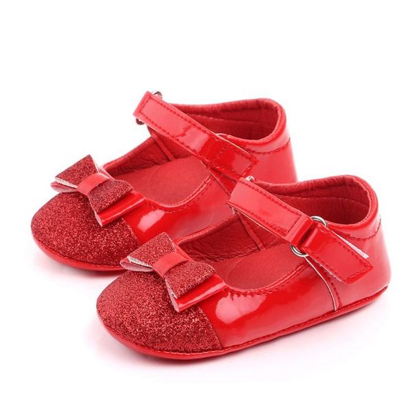 

first walkers born baby shoes pu leather girl soft soled cute knot shoe non-slip footwear crib