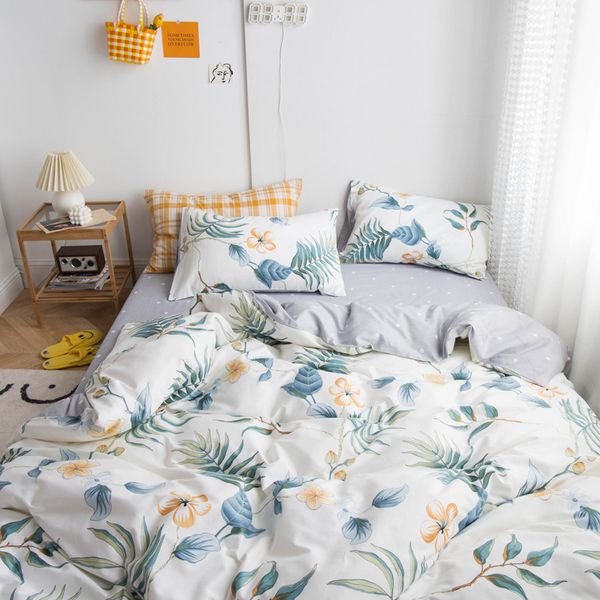 

2021 all cotton four piece set xiaoqing printed fitted sheet, dormitory bedding