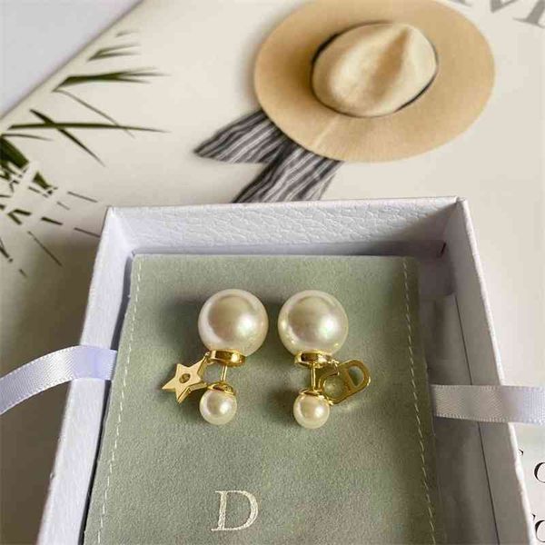 

70% off outlet online high version star letter pearl net red star earrings female, Golden