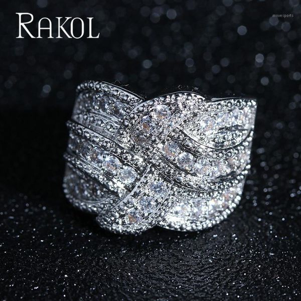 

wedding rings rakol design cz flash open adjust women jewelry factory price zirconia ring for rl14001, Slivery;golden