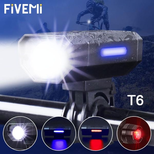 

2000mah bicycle front light set usb rechargeable led head with horn bike lamp cycling for accessories lights