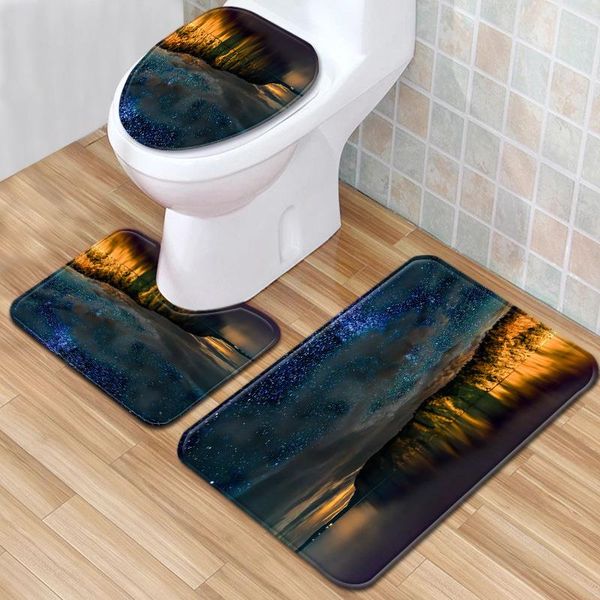 

starry sky bath rug bathroom set mat non-slip mats toilet three-piece seat capret