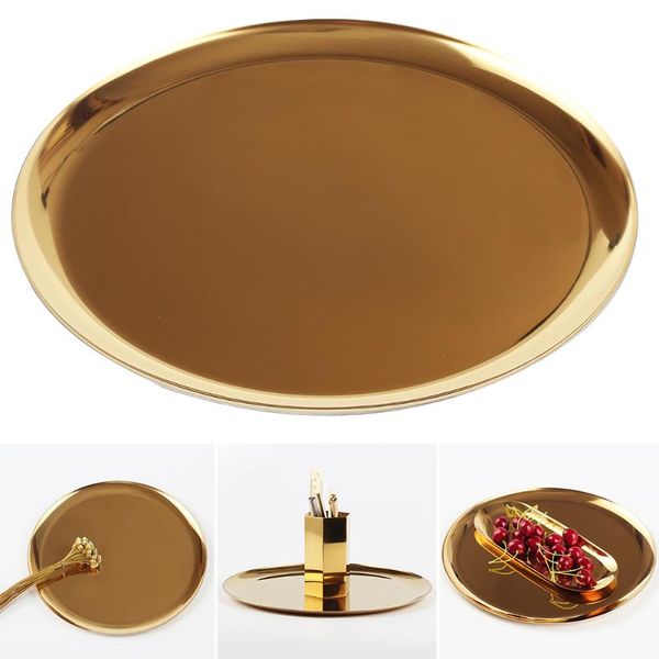 

kitchen storage & organization tea dessert multifunctional tray stainless steel thickened single layer fruit plate organizer home jewelry ro