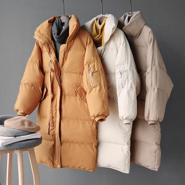 

Women's Down & Parkas Winter Jacket Long Padded Over-the-Knee Women Korean-Style Loose Cotton Coat Cotton-Padded Clothes 66AX, Black
