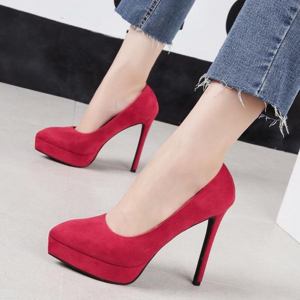 

dress shoes ladies high heels platform pumps fashion sequined pointed women's single suede thin party wedding bride, Black