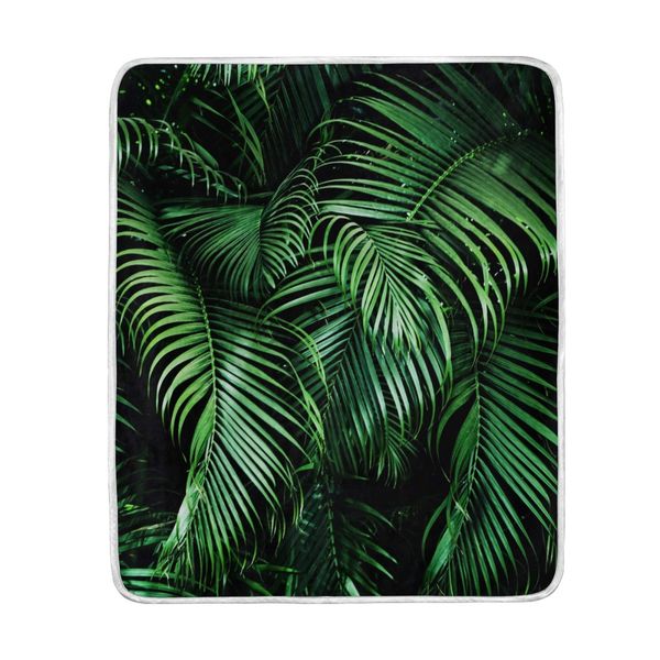 

tropical palm leaves throw blanket flannel lightweight cozy bed blanket soft throw blankets travelling camping 60 x 50 in