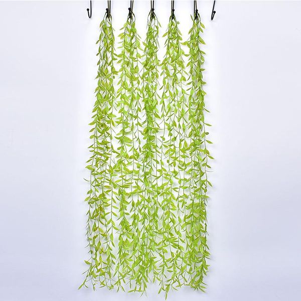 

decorative flowers & wreaths artificial plant vine green leaves home wedding decoration plastic plants festive supplies diy garland backgrou