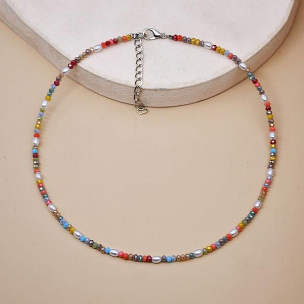 

chokers 2021 simple seed beads strand necklace women string beaded short jewelry gift, Golden;silver