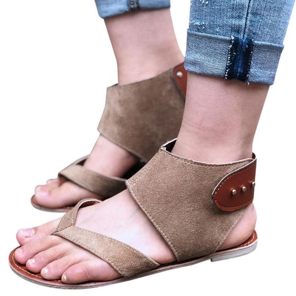 

sandals summer women flats nice fashion shoes for casual rome style sandalias plus size 35-53 beach, Black