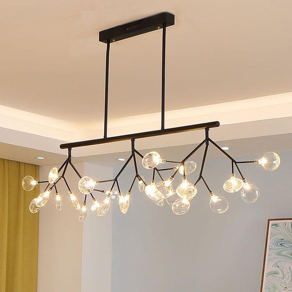 

pendant lamps modern firefly glass ceiling light iron tree branch suspension luminaire gold black lamp living room lustre suspensionwf