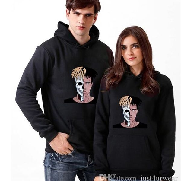 

lovers winter autumn hooded sweatshirt xxxtentacion pattern print men women pullover hoodies fashion casual wear sweaters, Black