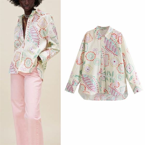 

women summer loose shirts blouses za print linen fashion turn-down collar female street blusas clothes 210513, White